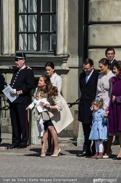 Ms Sofia Hellqvist, Princess Madeleine and Princess Elonore , Prince Daniel, Crown Princess Victoria, Princess Estelle, Queen Silvia are seen during the celebration of the King's birthday at Palace Royale