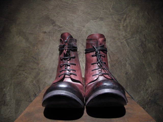LAYER-0 FW 13-14 CORDOVAN REVERSE LACE UP BOOTS