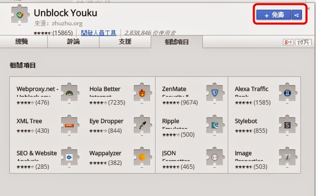 【Cgrome外掛】解決優酷網、土豆網等大陸影片網站不能看的問題，Unblock Youku！(Google瀏覽器擴充功能)