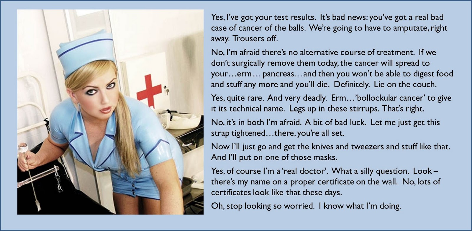Porn Captions Nurse - Cfnm Nurse Castration Caption CLOUDY GIRL PICS. 