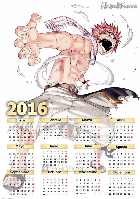 calendario 2016 fairy tail