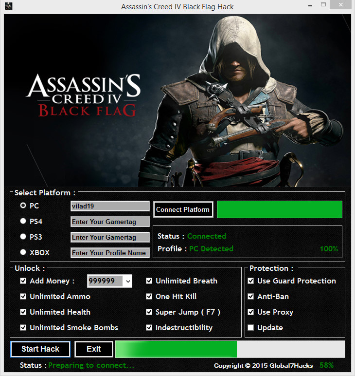 Assassin's Creed IV Black Flag Hack Unlimited Money, Ammo, Health