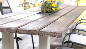 Cement Planked Top Farmhouse Patio Table, Bliss-Ranch.com