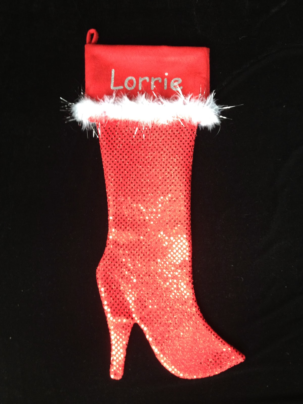 red sequin stilettos