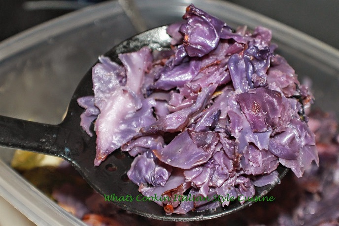 this is a seasoned Italian Style Red Cabbage. The red cabbage recipe is easy and a beautiful color purple cabbage sauteed with garlic and herbs