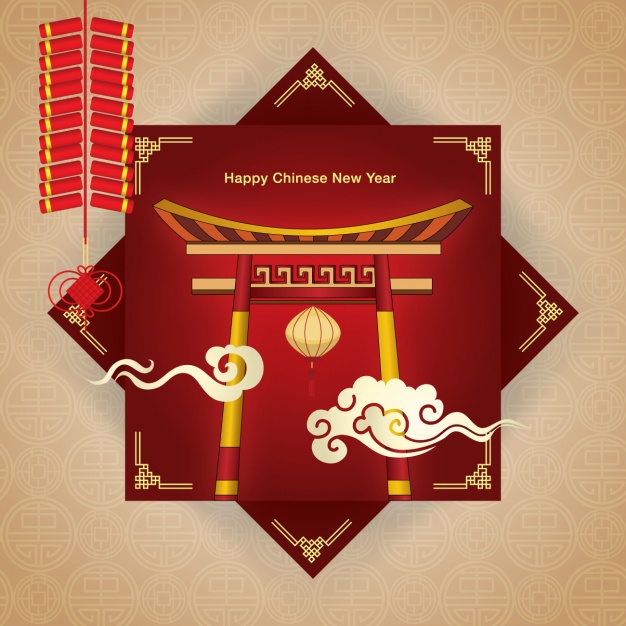 Chinese new year background design Free Vector