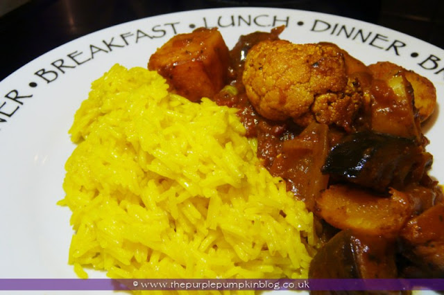 Oven Baked Vegetable Curry with Lemon Turmeric Rice | The Purple Pumpkin Blog