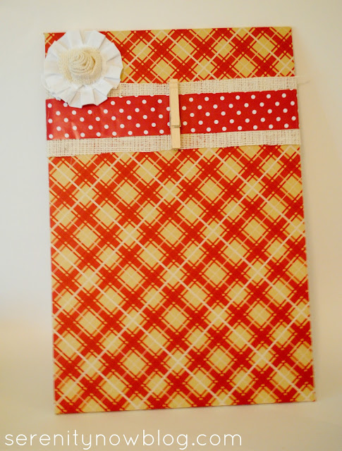 Decorative Thanksgiving Memo Board with Fabric Rosette, Serenity Now