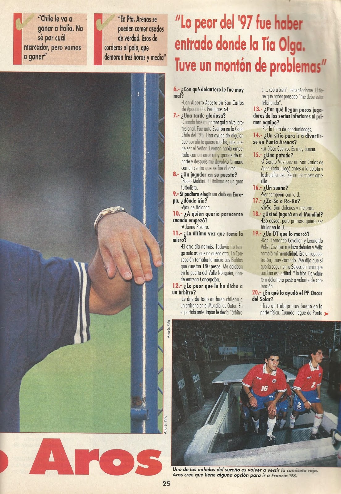 Partidos de la Roja Mauricio Aros