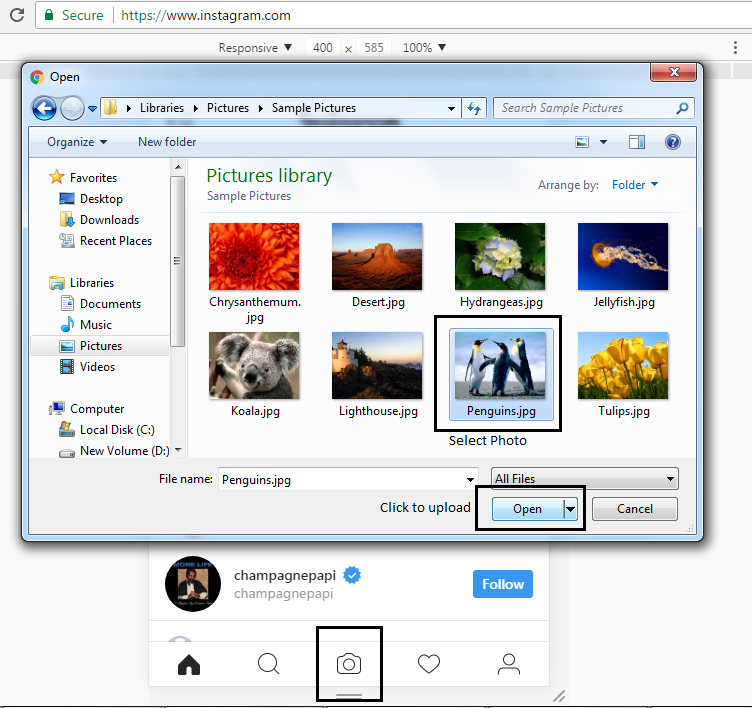 Code Samples How to Upload Photo to Instagram with a  Browser