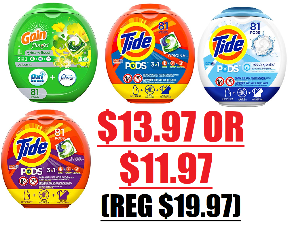 HOT TIDE PODS SALE! 81 Pack Tide Pods or Gain Flings Only 13.97 (Reg