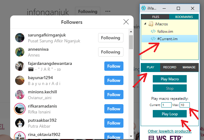 cara follow instagram dengan cepat di laptop