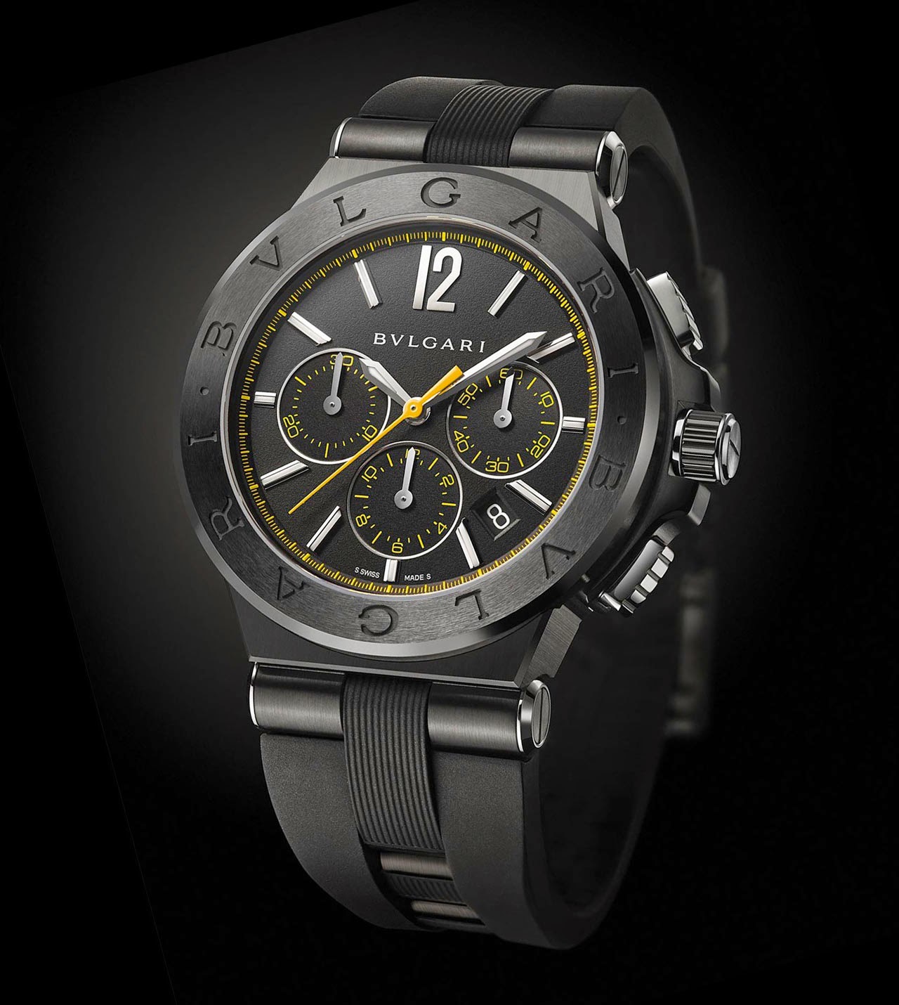 bulgari diagono ultranero chronograph gold