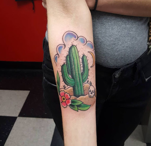 Este neo tradicional cacto tatuagem