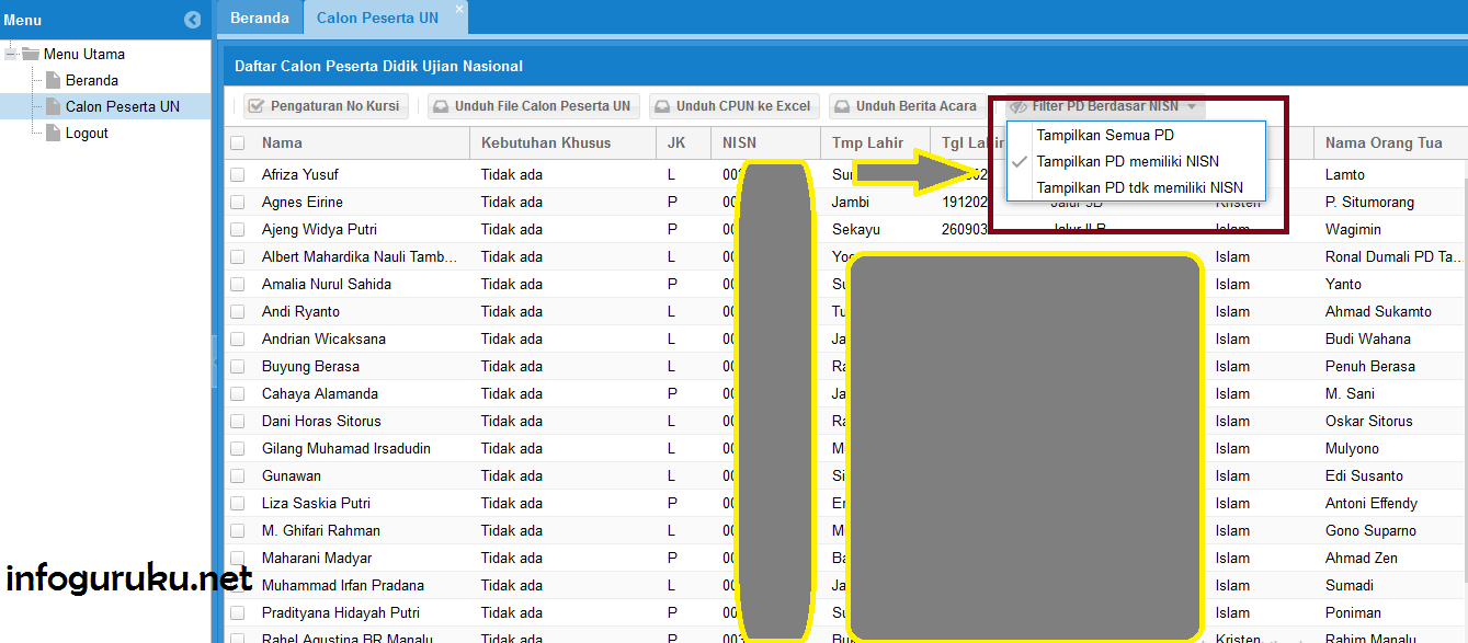 Cara Unduh Data Peserta Un Siswa Sd Smp Sma Smk Tahun Ajaran 2017 2018 Pada Laman Http Pdun Data Kemdikbud Go Id Infoguruku