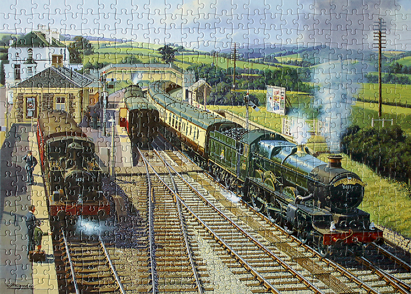 STEAM TRAINS AND JIGSAW PUZZLES A Boxed Pair from Gibsons