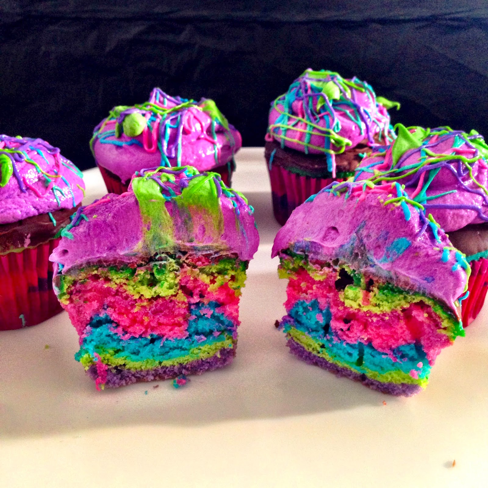 Lust At First Bite Neon Paint Splatter Cupcakes