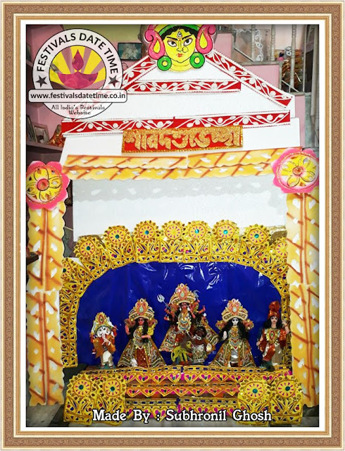 Hand Made Durga Murti and Pandal Design by Subhronil Ghosh at Kolkata