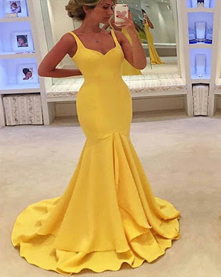 vestido formal largo amarillo escote tumblr de moda 
