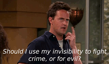 Friends Chandler Invisibility Reaction Gif
