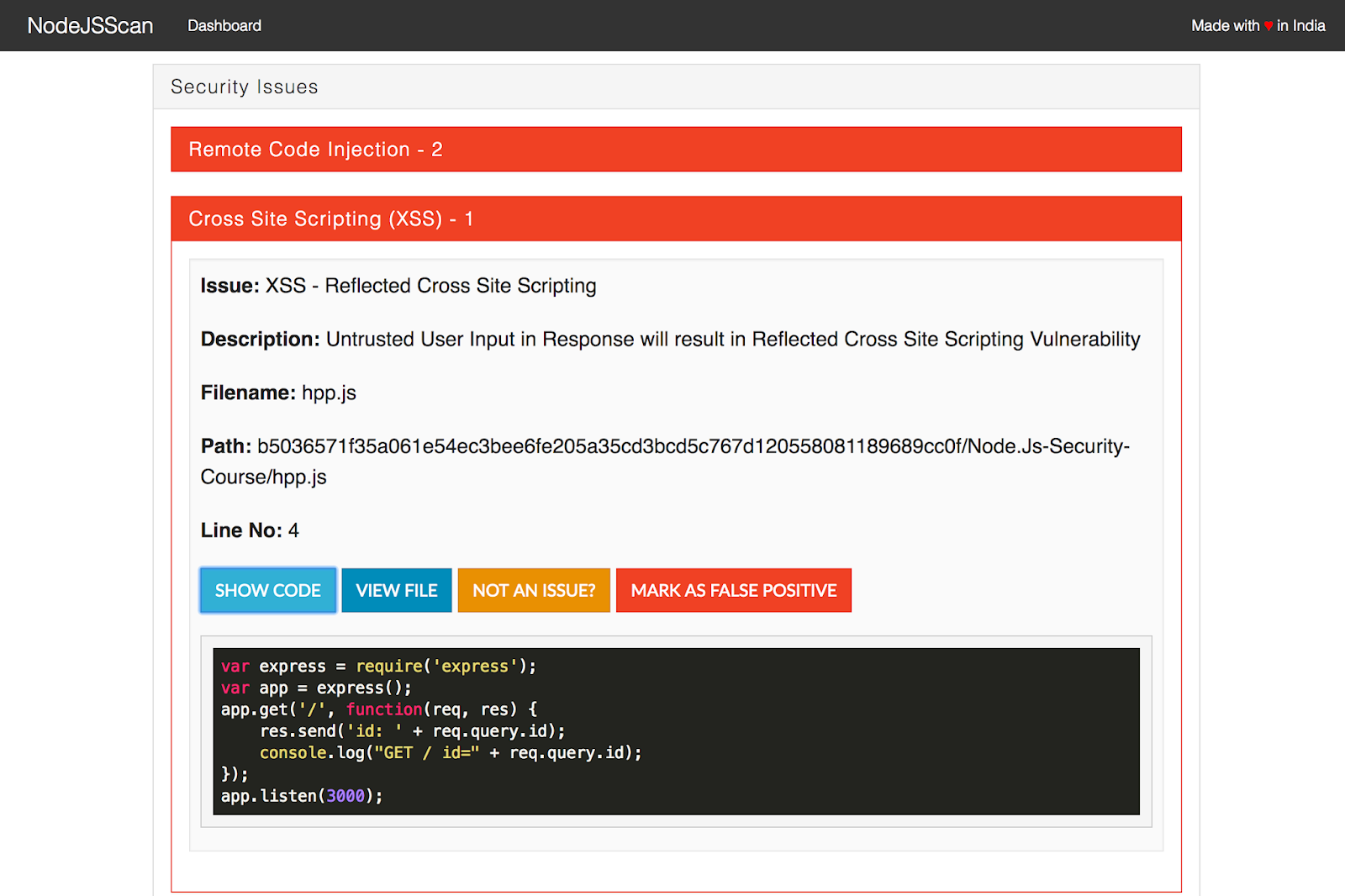 NodeJsScan A Static Security Code Scanner For Node.js Applications