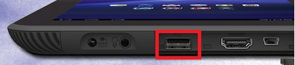 Porta USB em tablet Porta USB em tablet