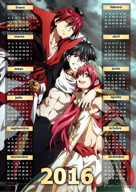 calendario 2016 anime magi