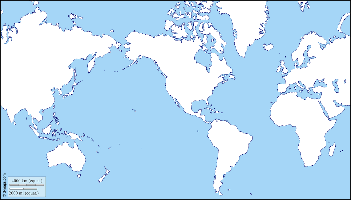 خريطة قارات العالم صماء