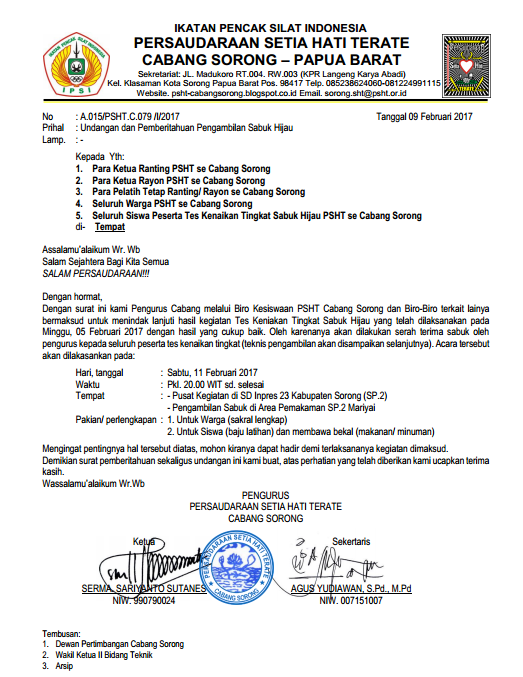 Contoh Surat Undangan Organisasi Psht