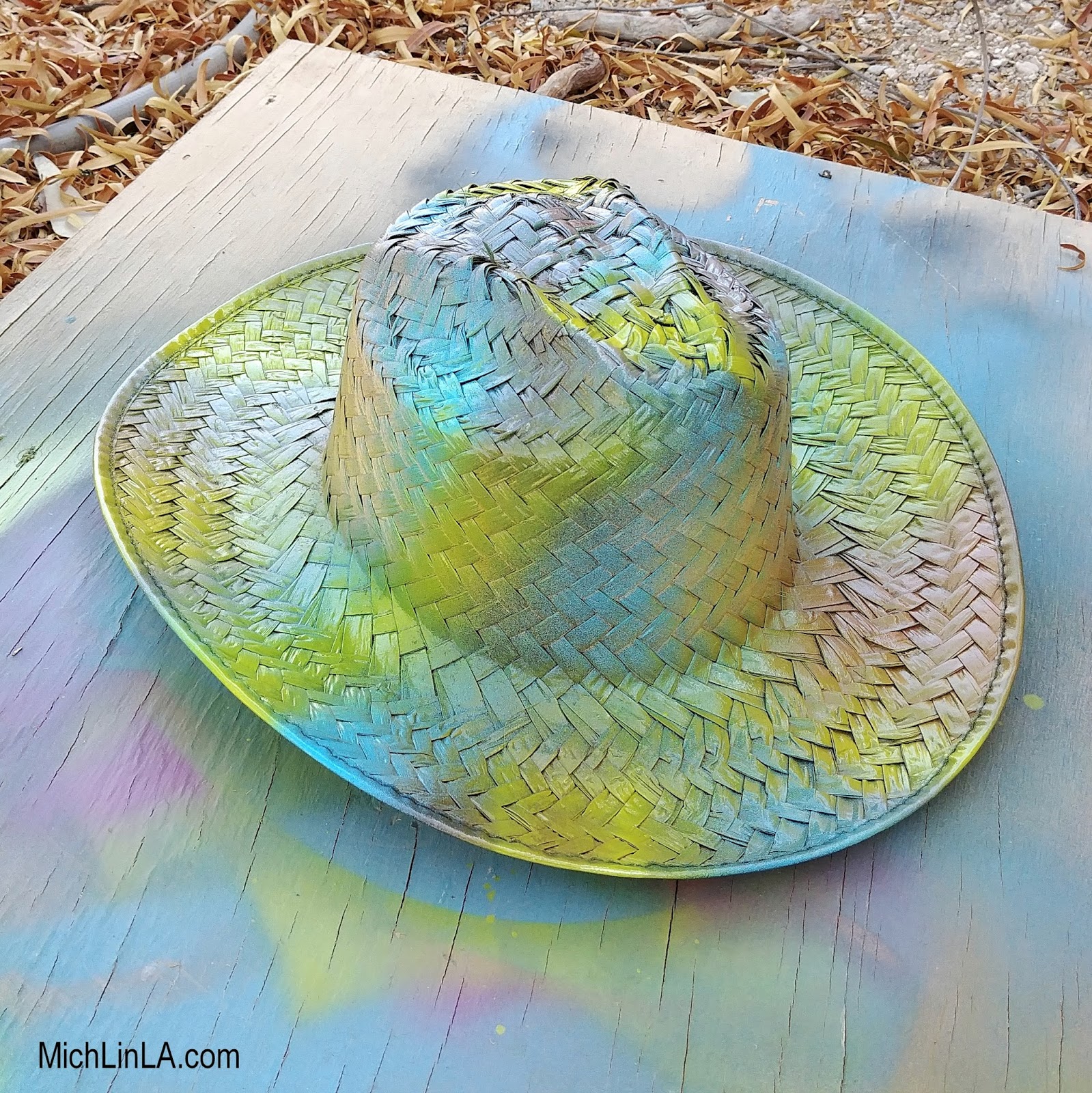 Mich L. in L.A. Colorful Spray Paint Sun Hats!
