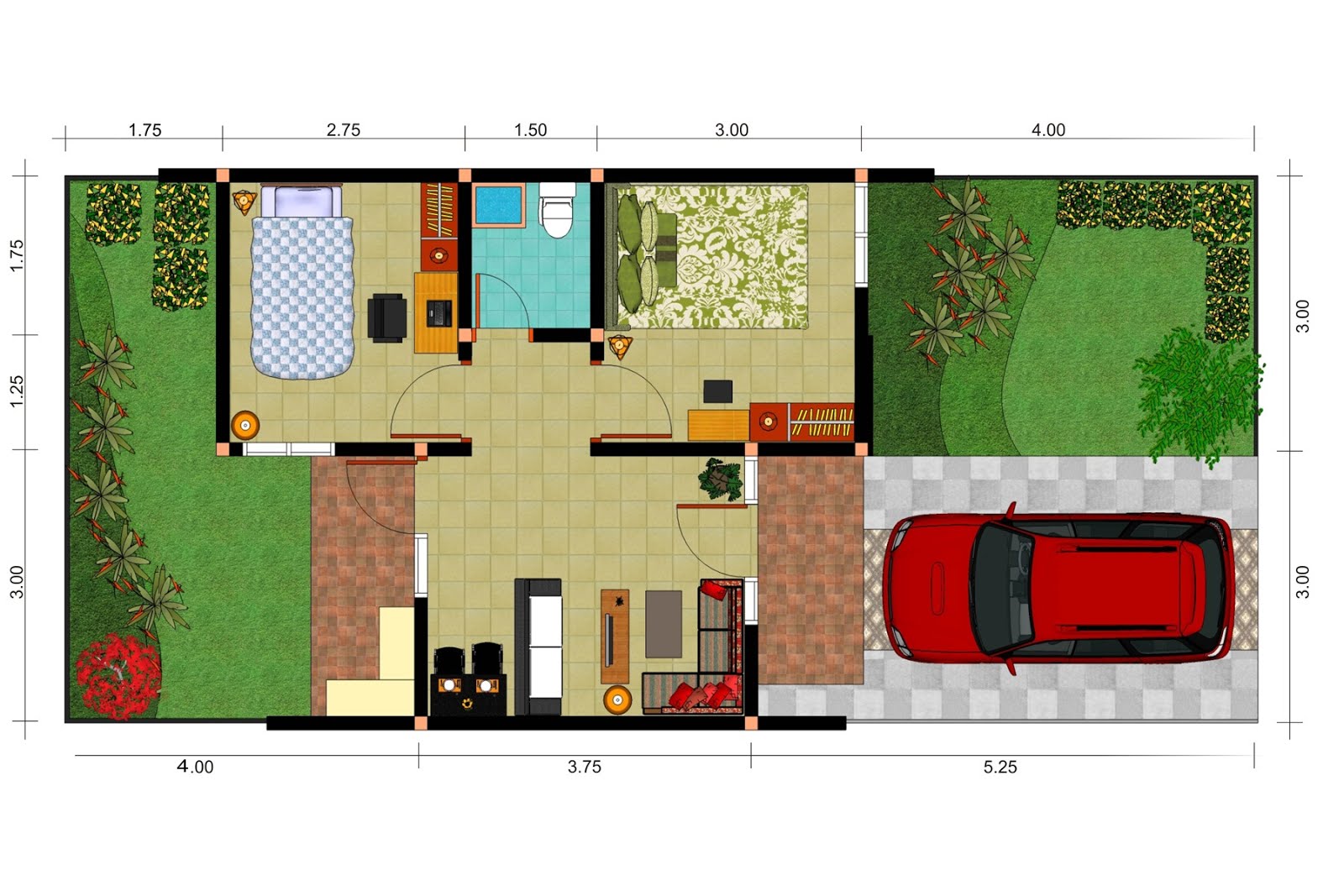 Denah/Sketsa Rumah Minimalis + Gambar  Model Desain Rumah 
