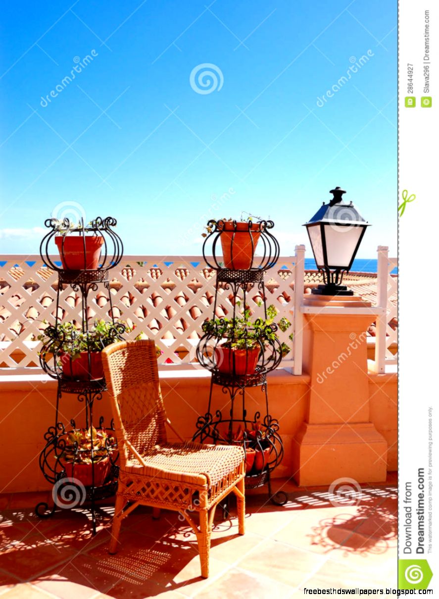 Sea View Terrace Decoration At The Luxury Hotel Royalty Free Stock