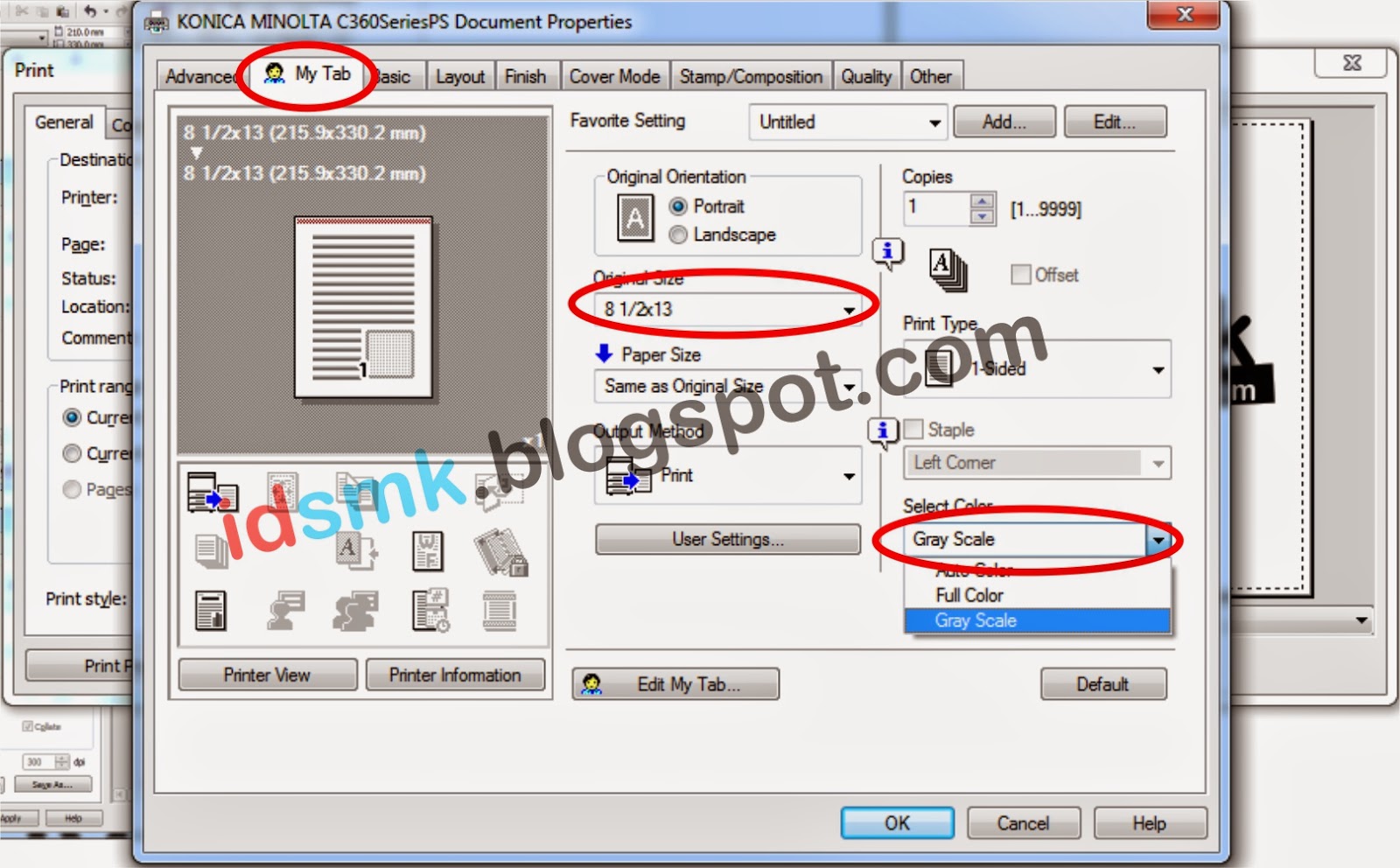 Cara Print Kertas Kalkir Konica Minolta pada CorelDRAW IDSMK