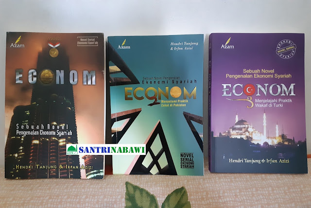  Econom adalah novel yang berbasiskan  cerita nyata scorang pegiat ekonoi syariah Buku Econom: Sebuah Novel Pengenalan Ekonomi Syari'ah - Hendri Tanjung & Irfan Azizi