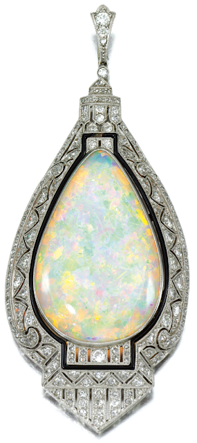 Art Deco Pendant with Opal and Diamonds