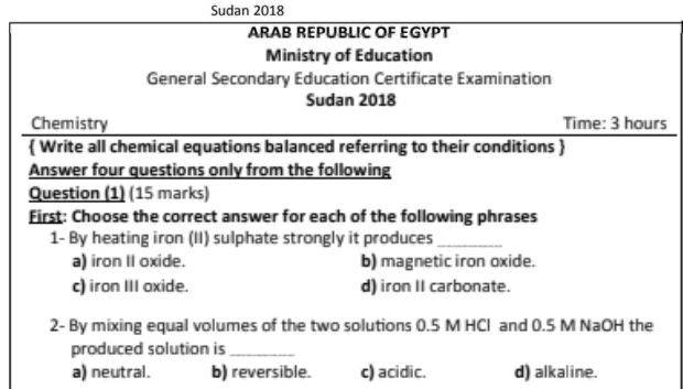 بالإجابات امتحان السودان ثانوية عامة 2018  كيمياء لغات Chemistry 