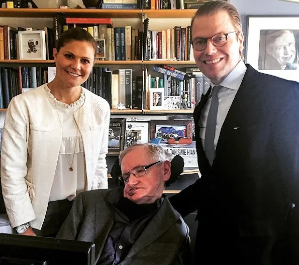 Crown Princess Victoria wore MAYLA Daria silk blouse. Princess Daniel and Stephen Hawking