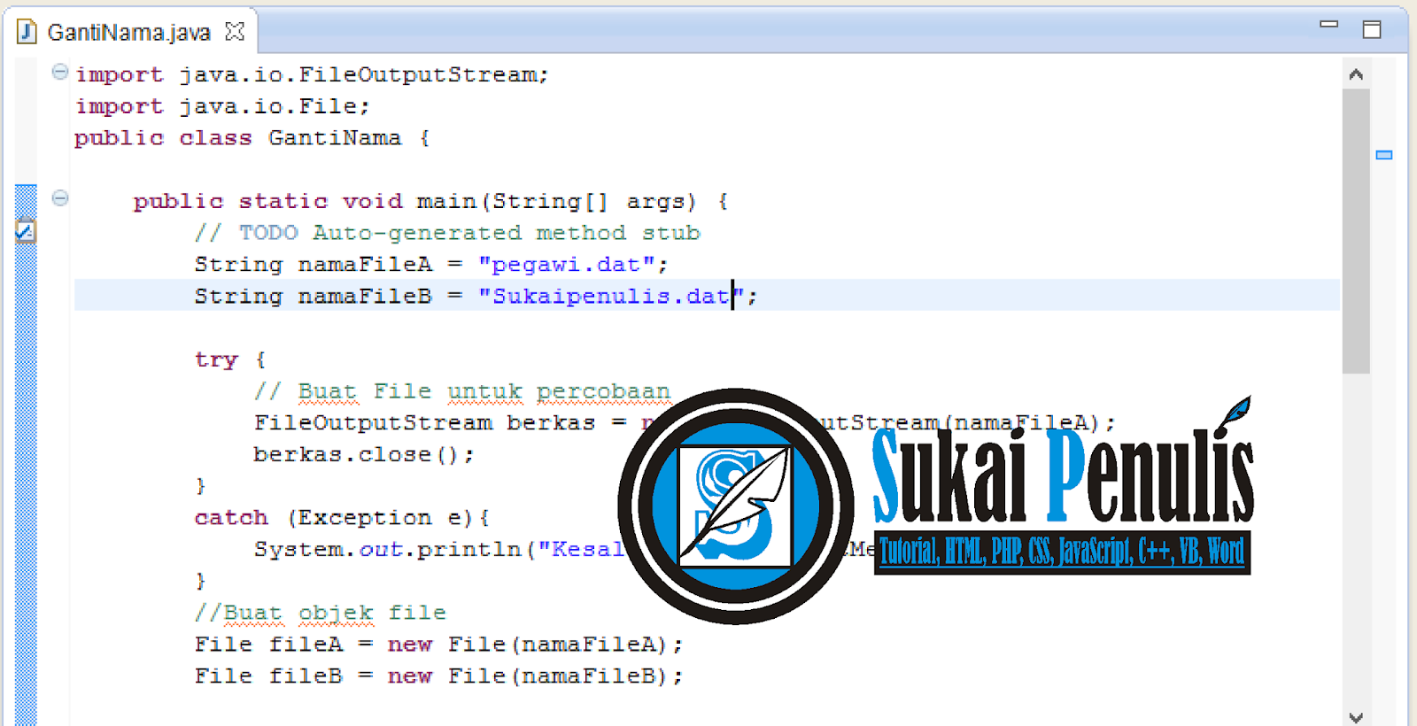 Cara Mengganti Nama File di javaScript - Sukai Penulis