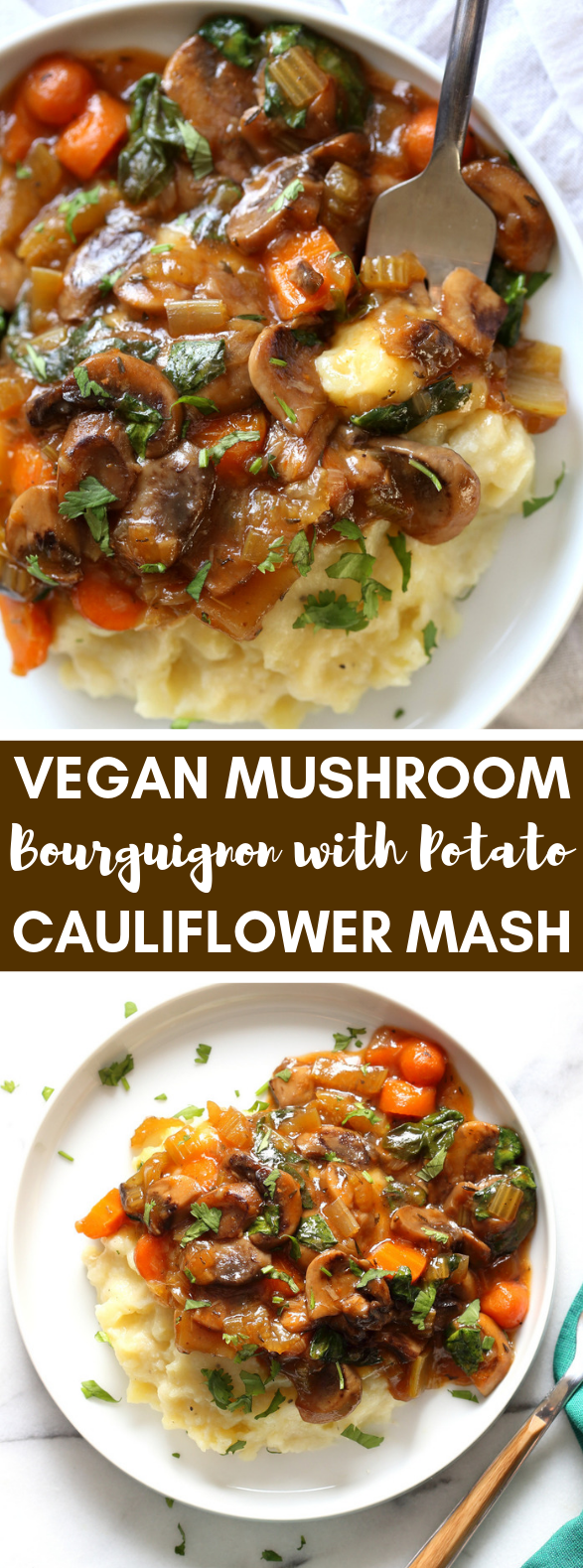 Vegan Mushroom Bourguignon with Potato Cauliflower Mash