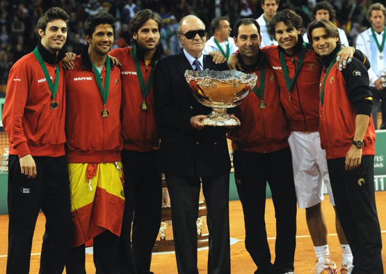 Copa Davis 2011 con el rey Juan Carlos y jugadores españoles