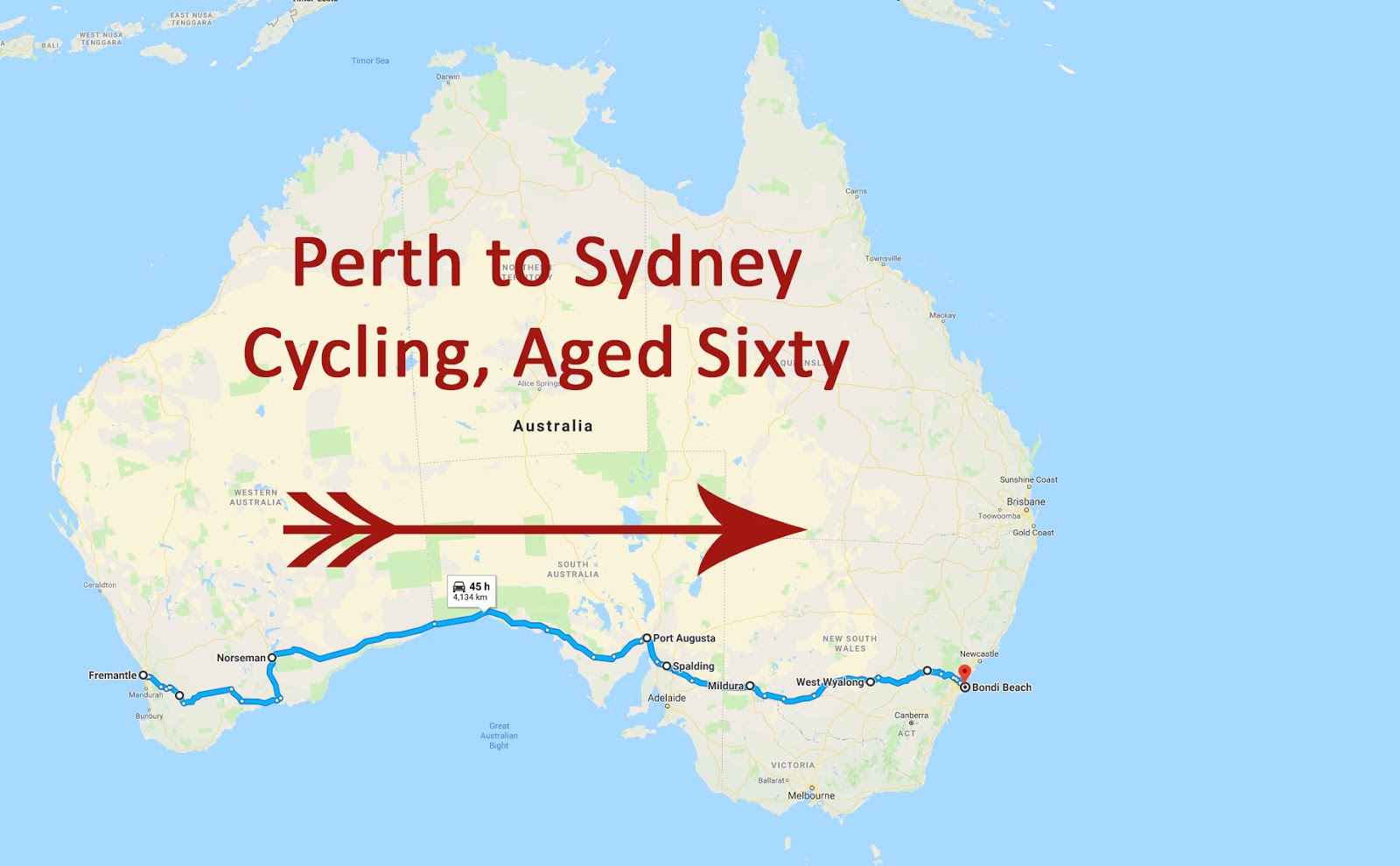       Perth to Sydney Cycling, Aged Sixty                  