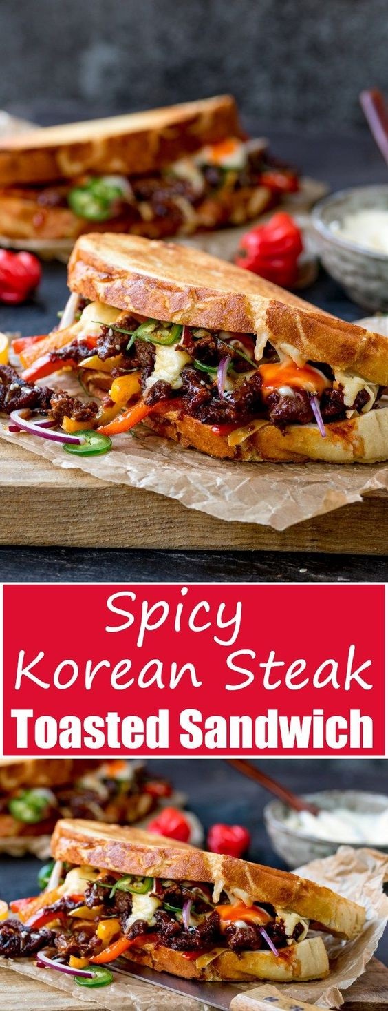 Korean Steak Sandwich with Jalapenos and Garlic Mayo