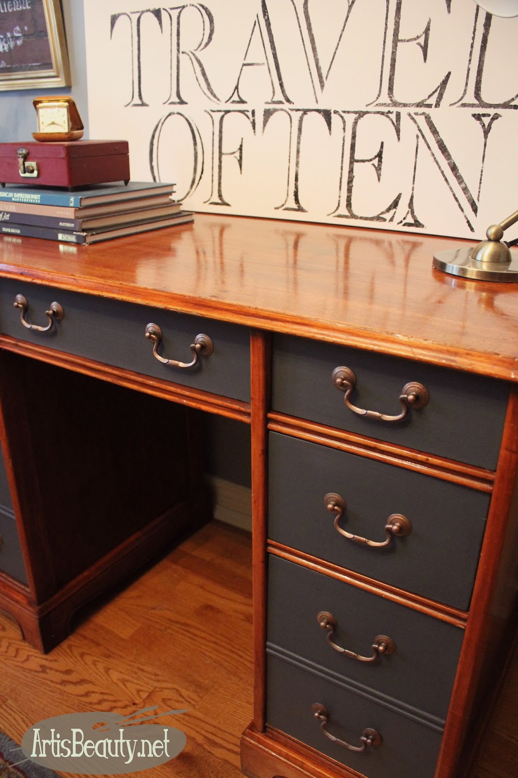 ART IS BEAUTY Executive Desk Makeover using General Finishes