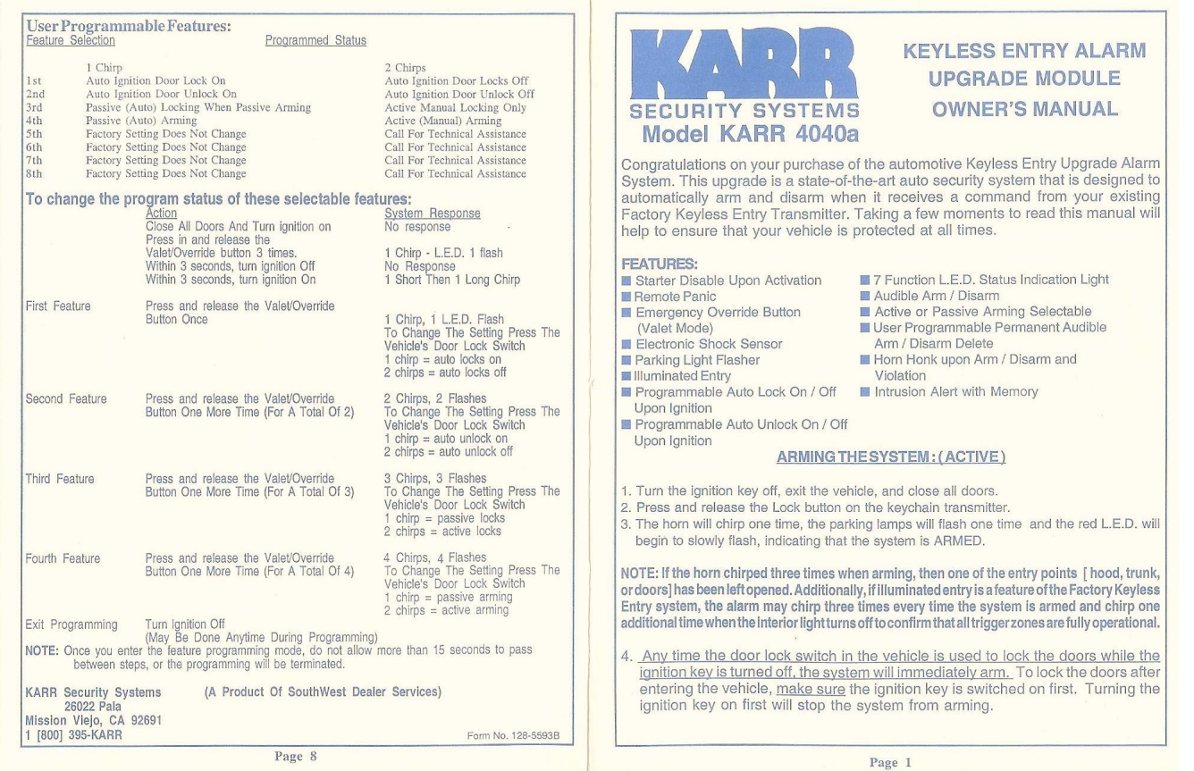 Finding a replacement remote for KARR 4040a