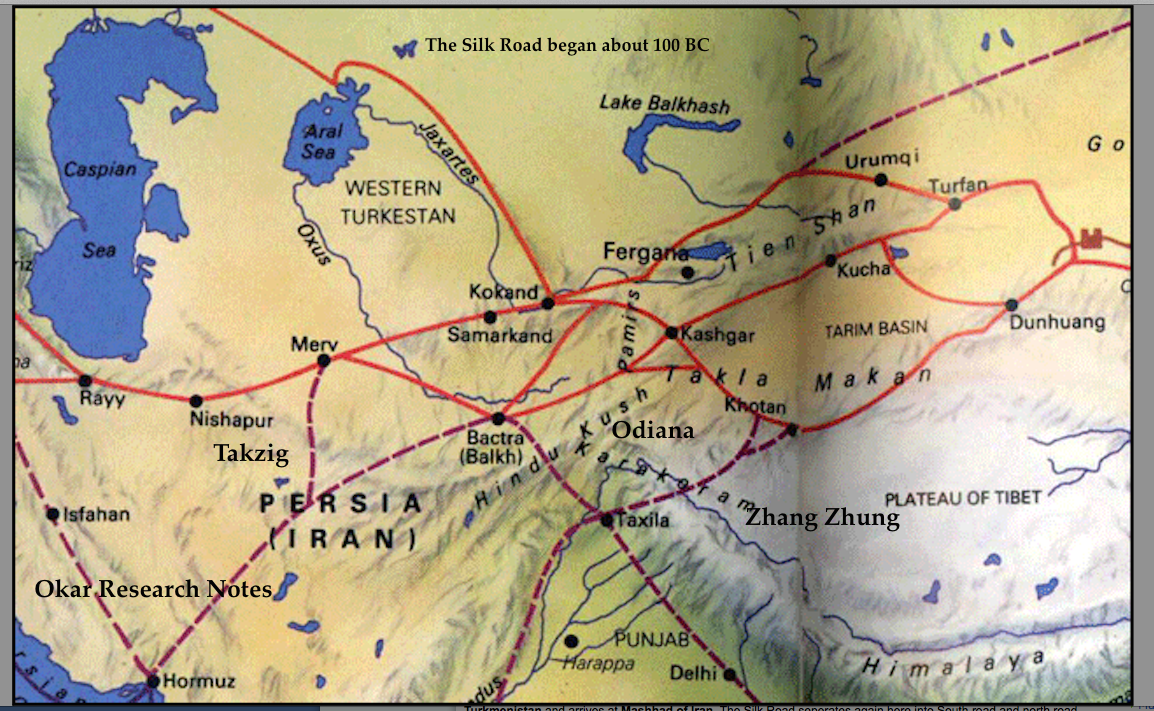 Карта великого шелкового пути с городами