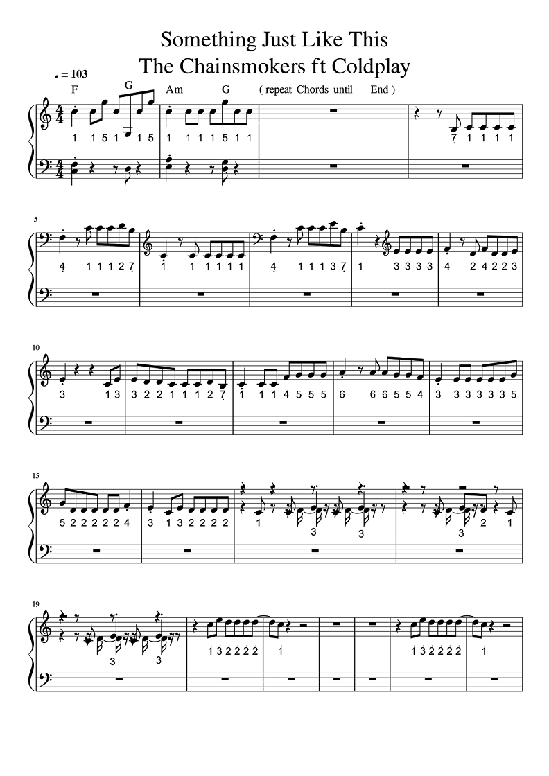 Not Angka Something Just Like This Pianika Piano