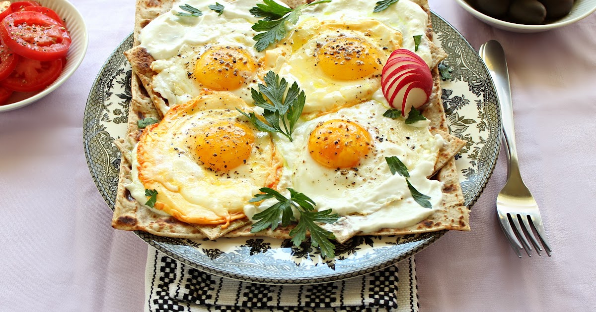 Turmeric & Saffron Gozlemeh Fried Eggs with Garlic Yogurt Sauce