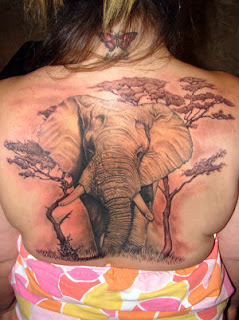 Elephant Tattoo Design on Back