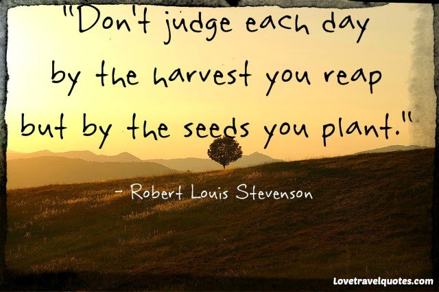 Don't judge each day by the harvest you reap but by the seeds you plant
