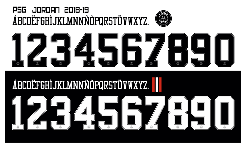 Diseños de números letras para camisetas de fútbol para el estampado